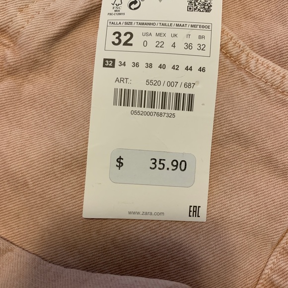 Zara High Rise straight short pale-pink - Picture 2 of 4